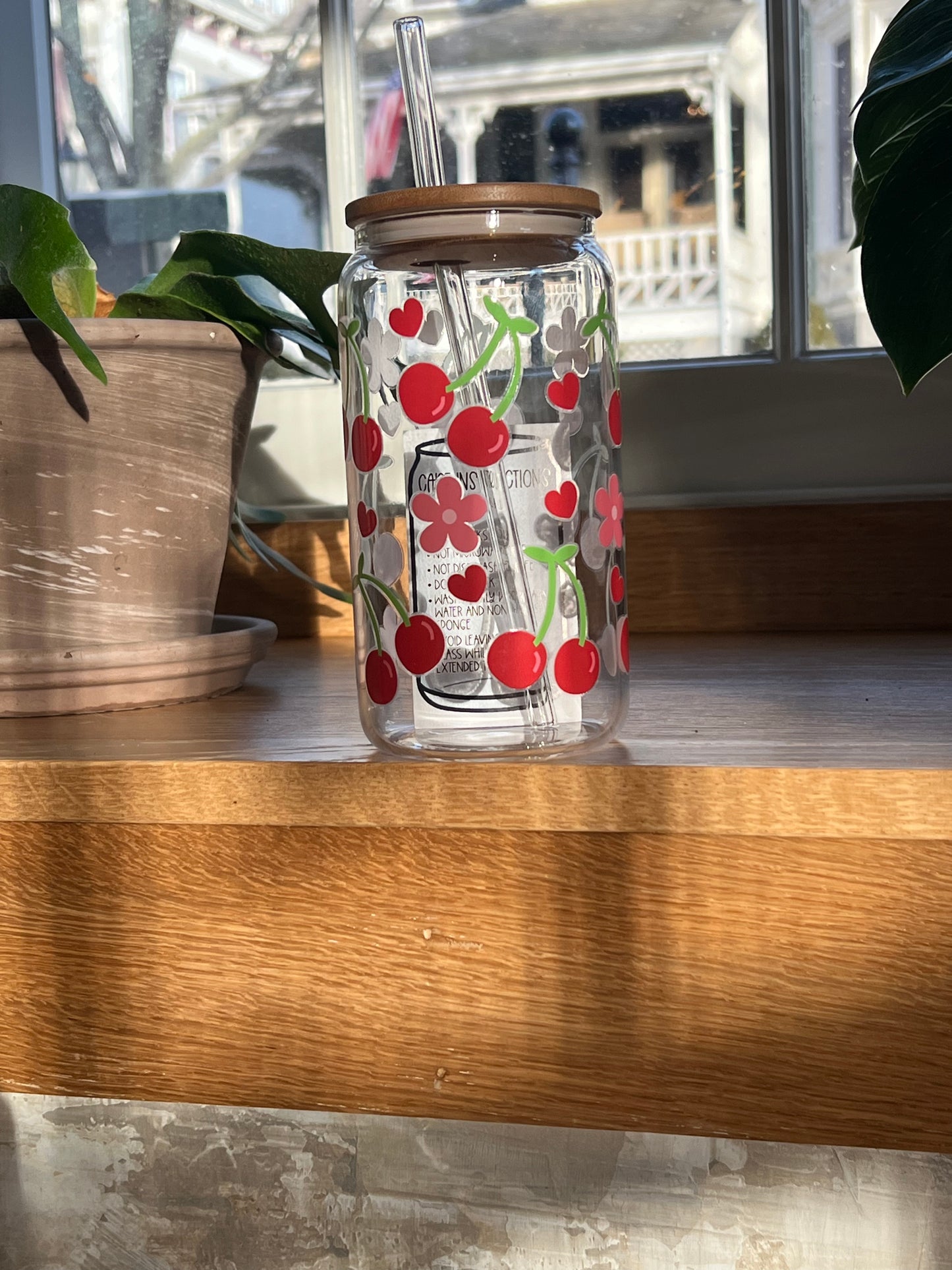Cherry Glass Can Cup