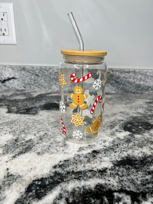 Gingerbread Glass Can Cup