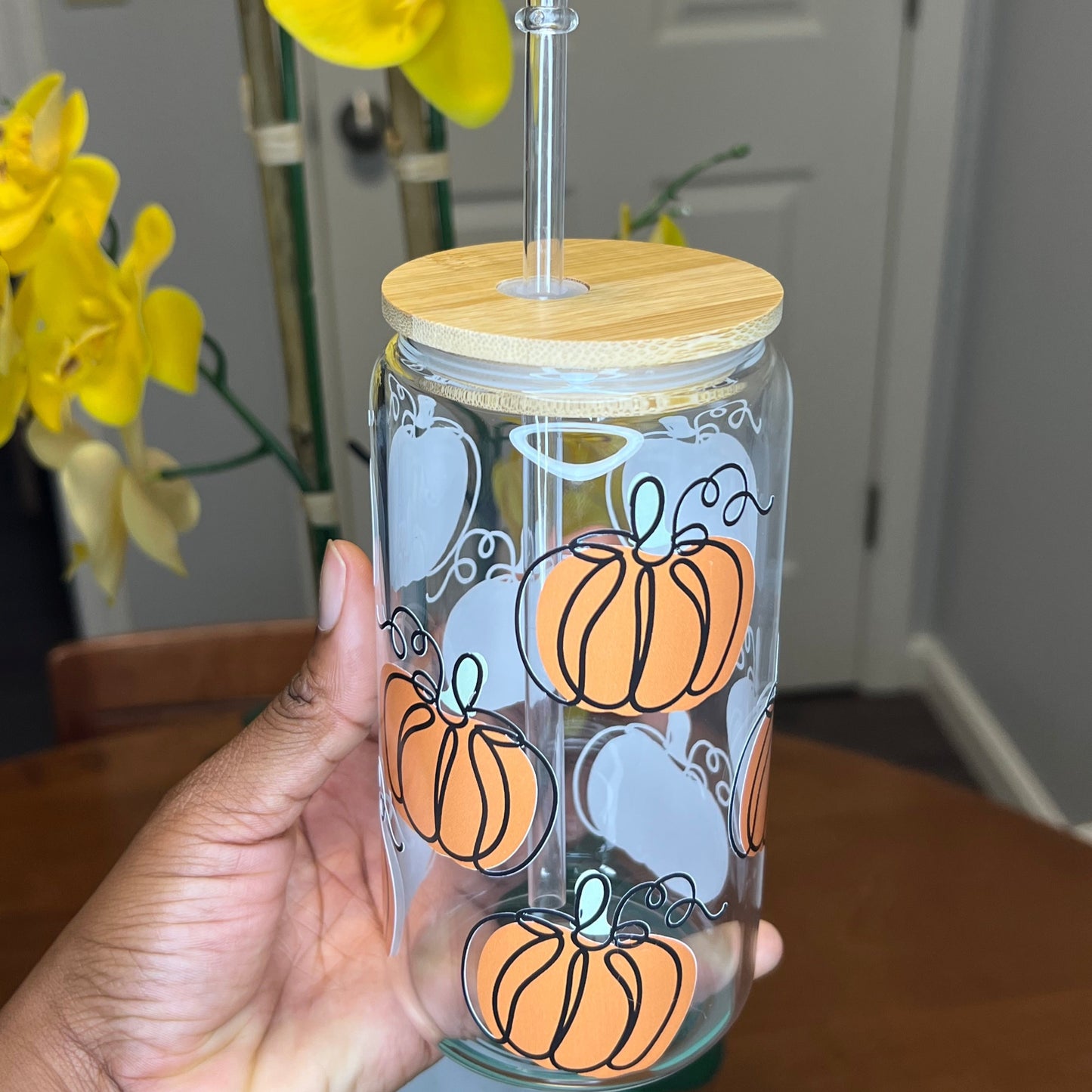 Pumpkins Halloween Glass Cup 16oz